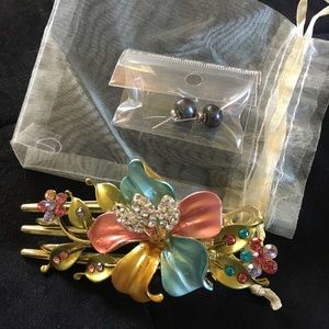 Barette and earrings